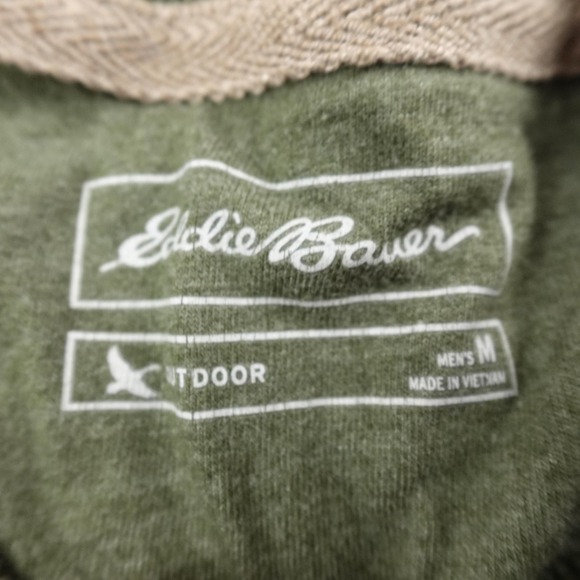 Eddie Bauer Shirt Mens M Green Waffle Knit Thermal Pullover Crewneck Outdoor Top - Picture 5 of 11